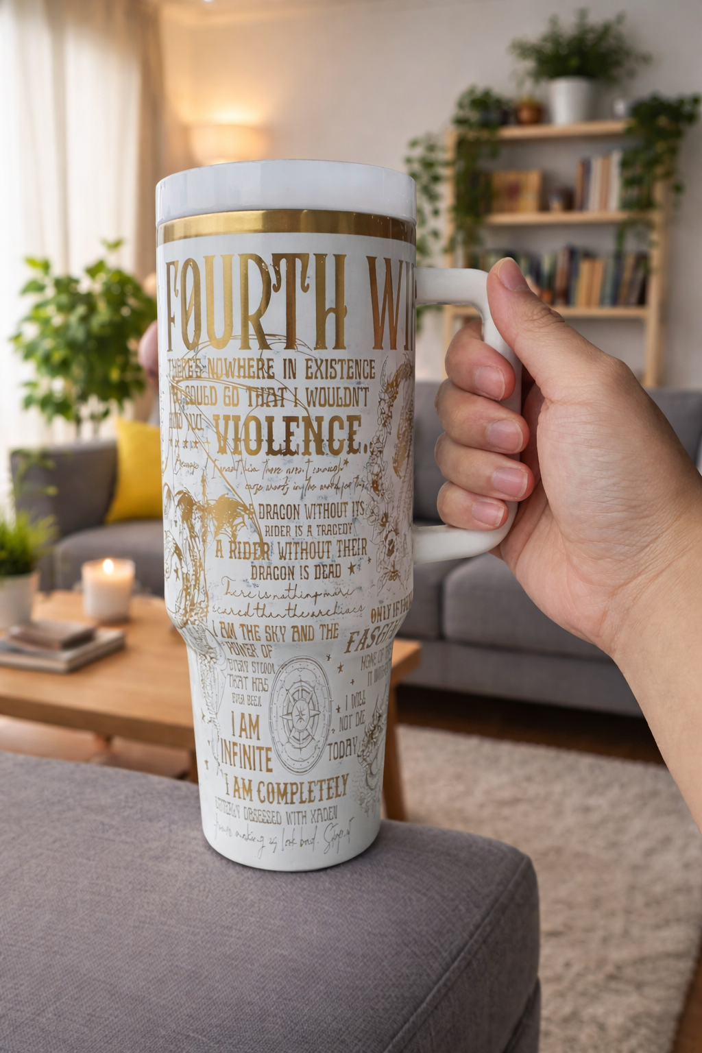 Fourth Wing Bath College 30oz/40oz Stainless Steel Mug with Engraved Dragon Riding Design, VLR58