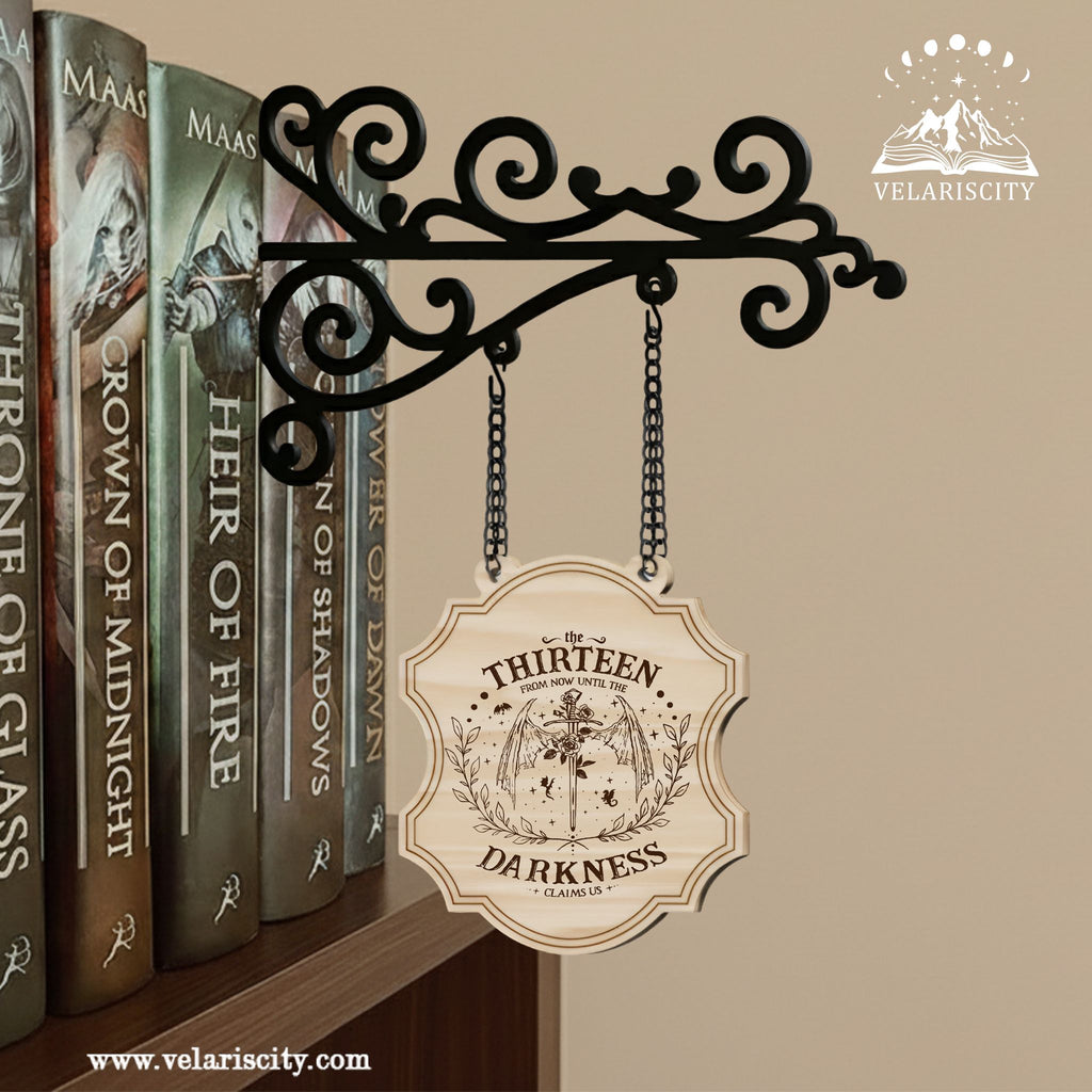 The Thirteen Book Tavern Signs, Throne of Glass Inspired Wooden Book Decor, Manon Witch Riders Fantasy Decor BSVLR06