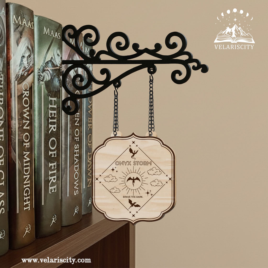 Onyx Storm Book Tavern Signs, Fourth Wing Inspired Wooden Hanging Sign, Empyrean Fantasy Decor for Book Lovers BSVLR03