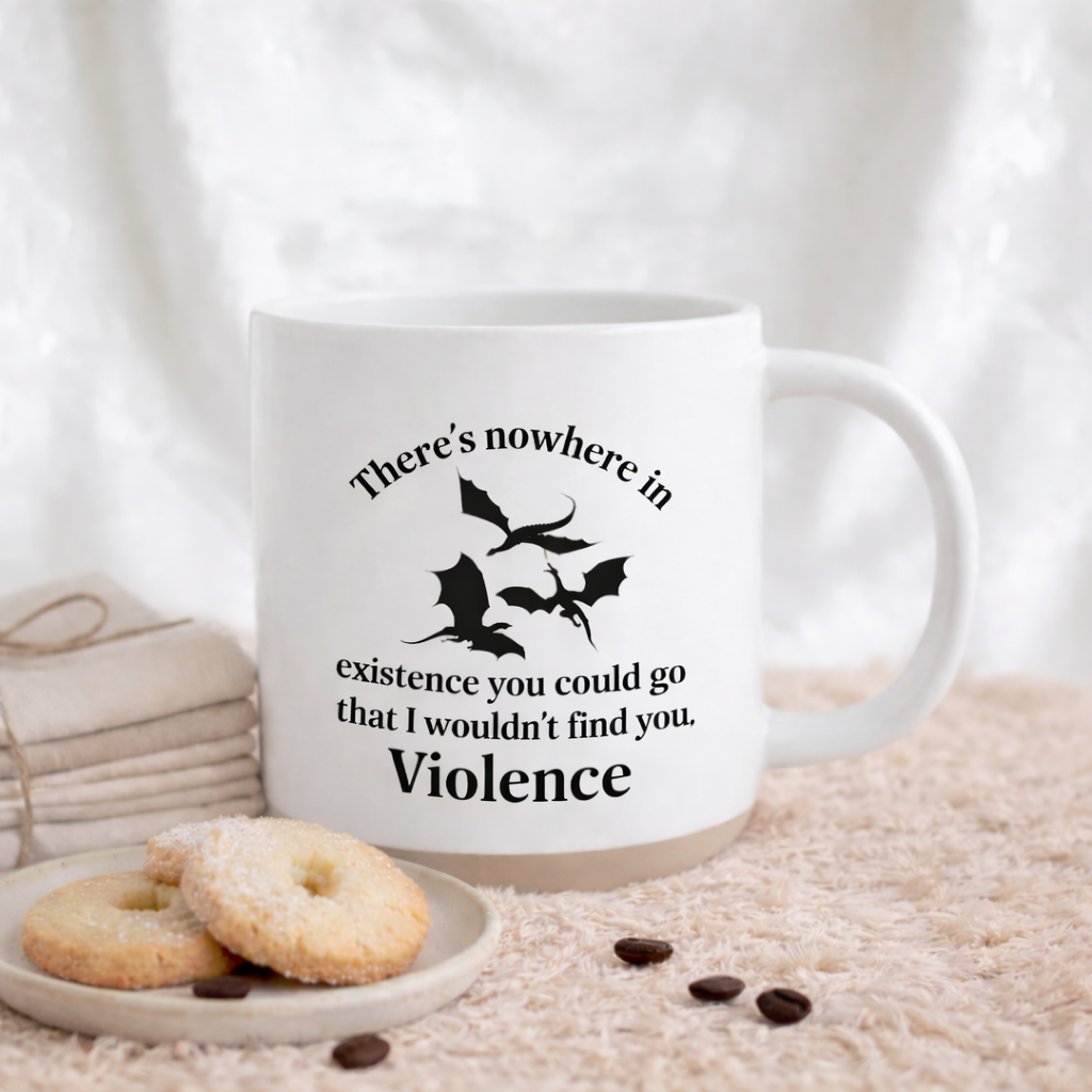There’s No Where in Existence That I Wouldn’t Find You Violetence Mug, Fourth Wing Inspired Dragon Ceramic Cup, Fantasy Bookish Gift PMVLR16
