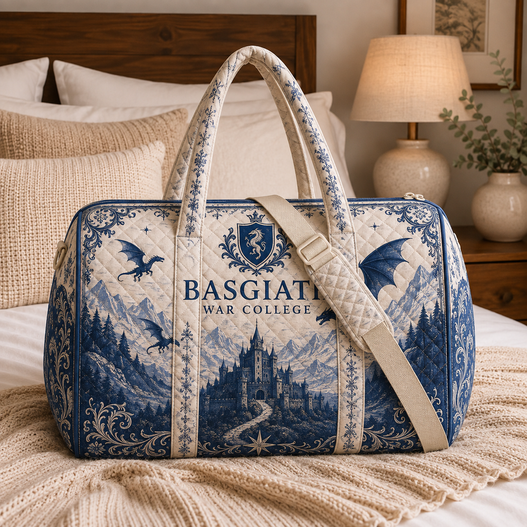 Basgiath War College Weekend Bag, Dragon Rider Quilted Duffel, Fourth Wing Travel Bag, Dragon Rider, Rebecca Yoros, Fantasy Reader Gift. QDBVLR10