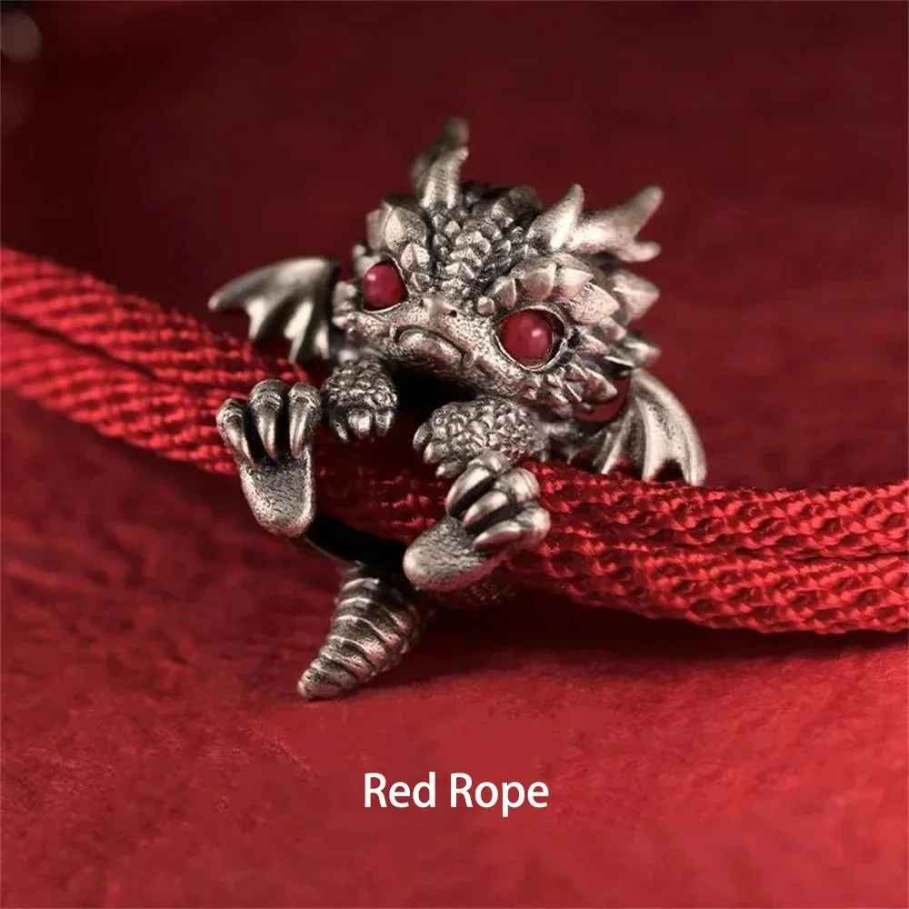 Vintage, Red Rope, Alloy Dragon, Bracelet Bangle, for Men, for Women, New Couple, Adjustable, Handwoven Bracelet, Good Luck, Lucky Jewelry, Gifts
