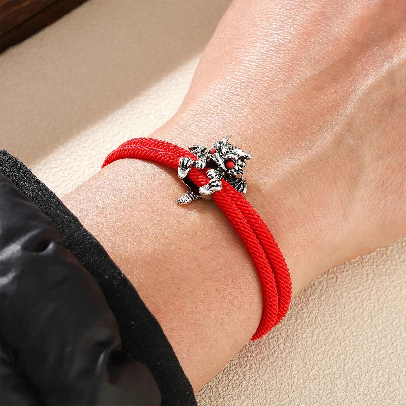 Vintage, Red Rope, Alloy Dragon, Bracelet Bangle, for Men, for Women, New Couple, Adjustable, Handwoven Bracelet, Good Luck, Lucky Jewelry, Gifts