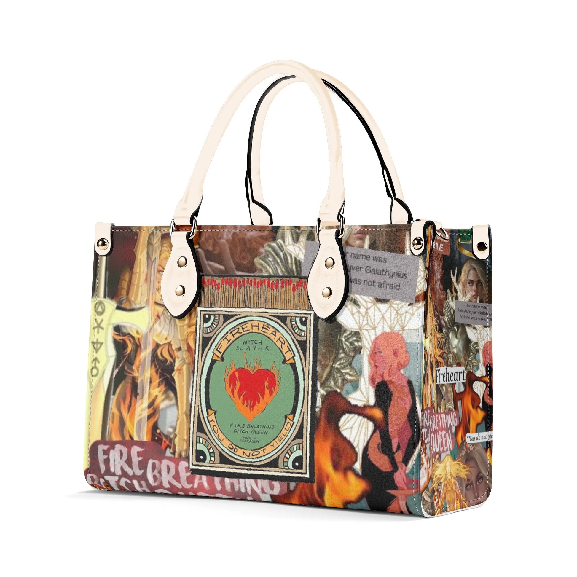 Fireheart Witch Slayer Inspired  Leather Bag, Throne Of Glass Inspired Bag, Personalized Leather Bag, Fantasy Leather Handbag, Perfect Gift for Women. HBVLR50