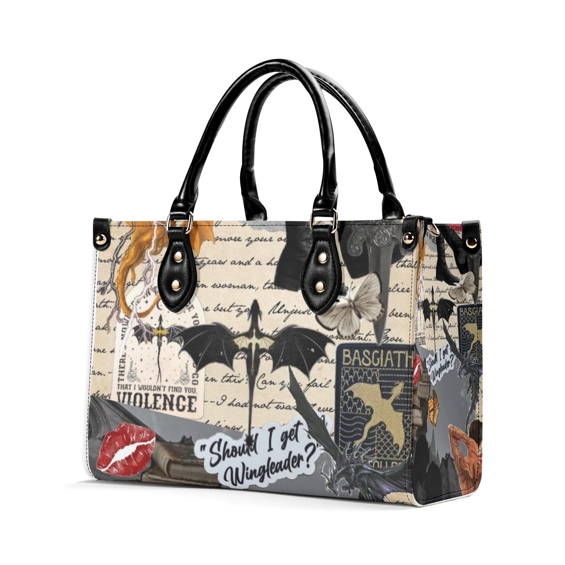 Fourth Wing College Inspired Leather Bag, Fourth Wing Inspired Bag, Personalized Leather Bag, Fantasy Leather Handbag, Perfect Gift for Women. HBVLR51