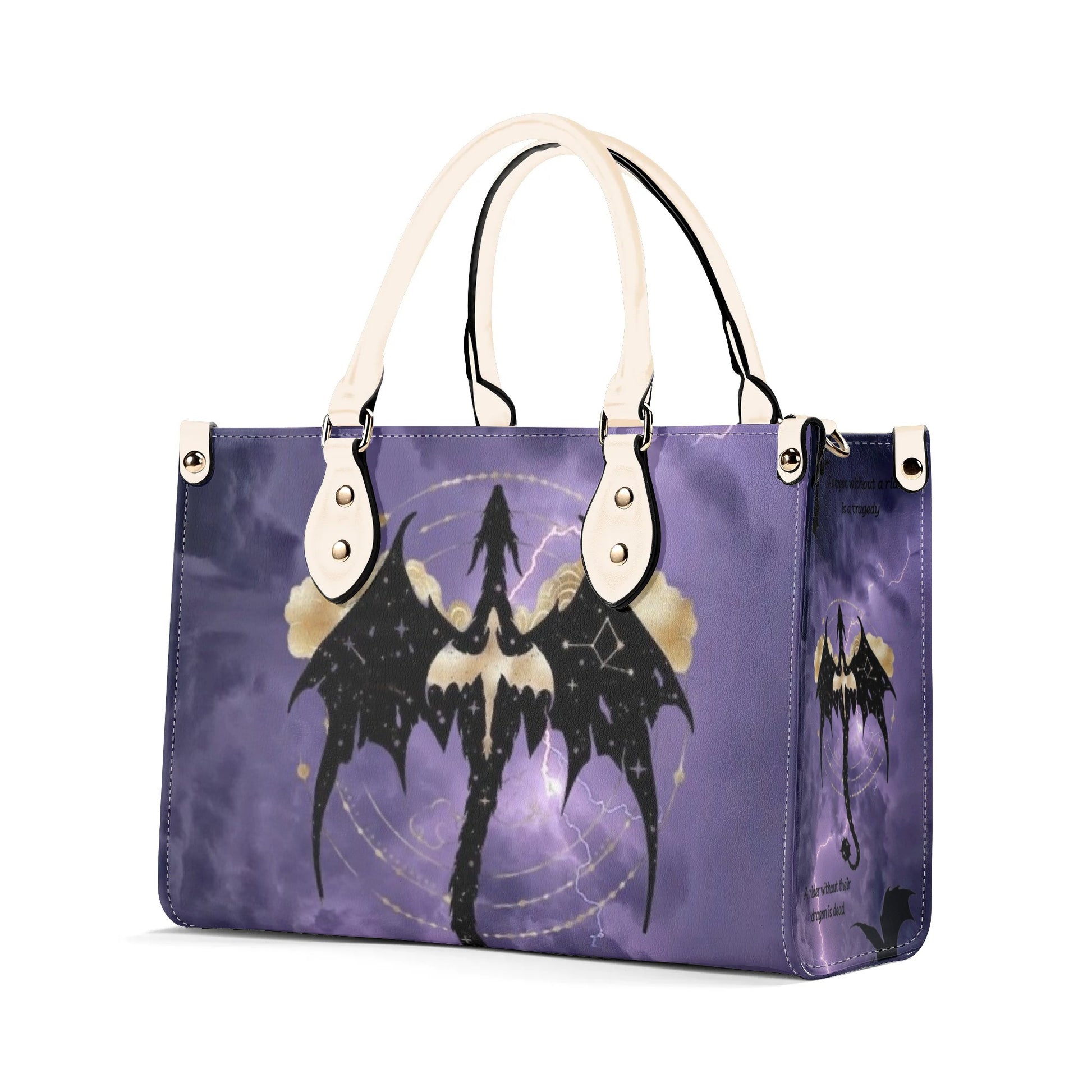 Fourth Wing Leather Bag, Fourth Wing Bag, Personalized Leather Bag, Purple Dragon Winged Handbag, Perfect Gift for Women. HBVLR02