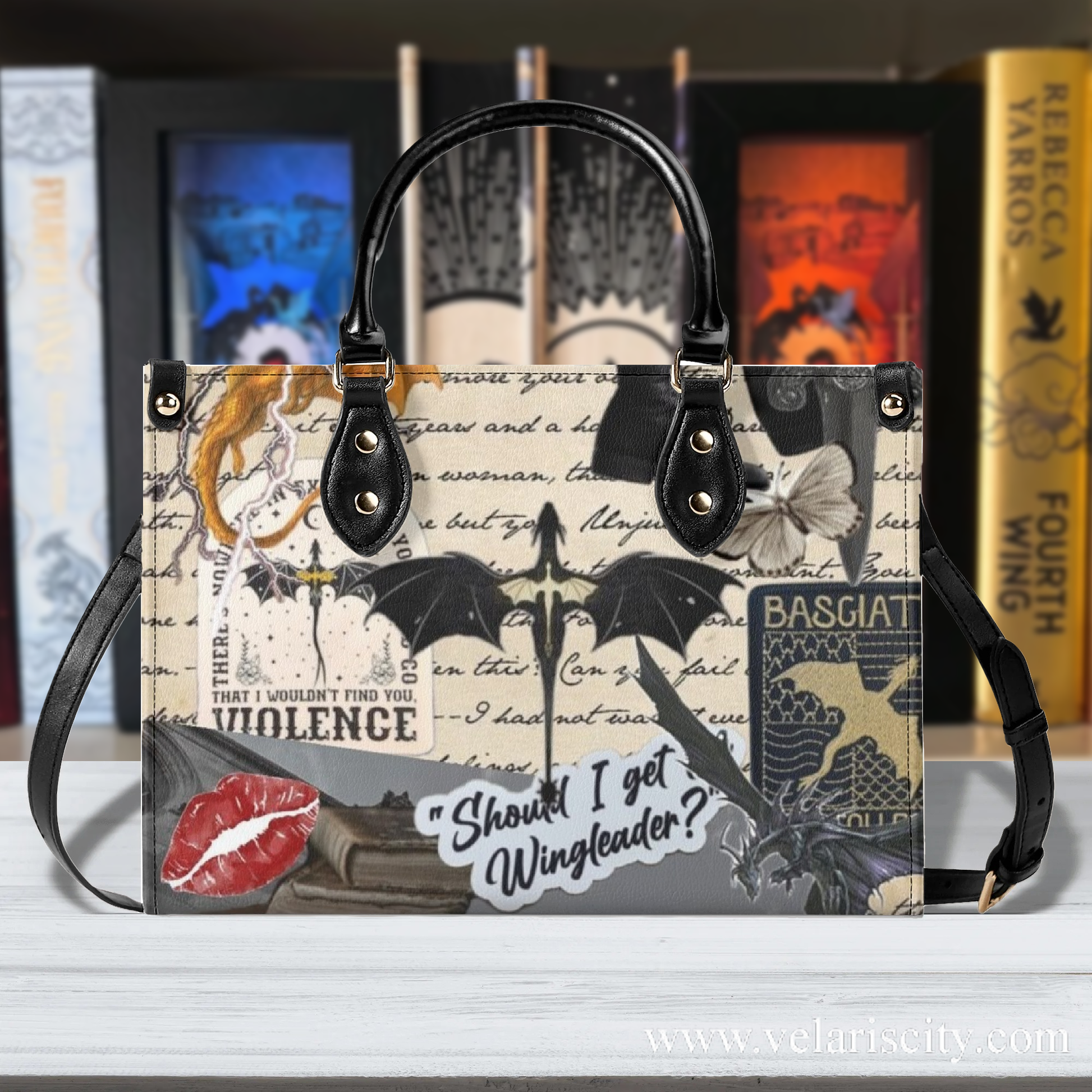 Fourth Wing College Inspired Leather Bag, Fourth Wing Inspired Bag, Personalized Leather Bag, Fantasy Leather Handbag, Perfect Gift for Women. HBVLR51