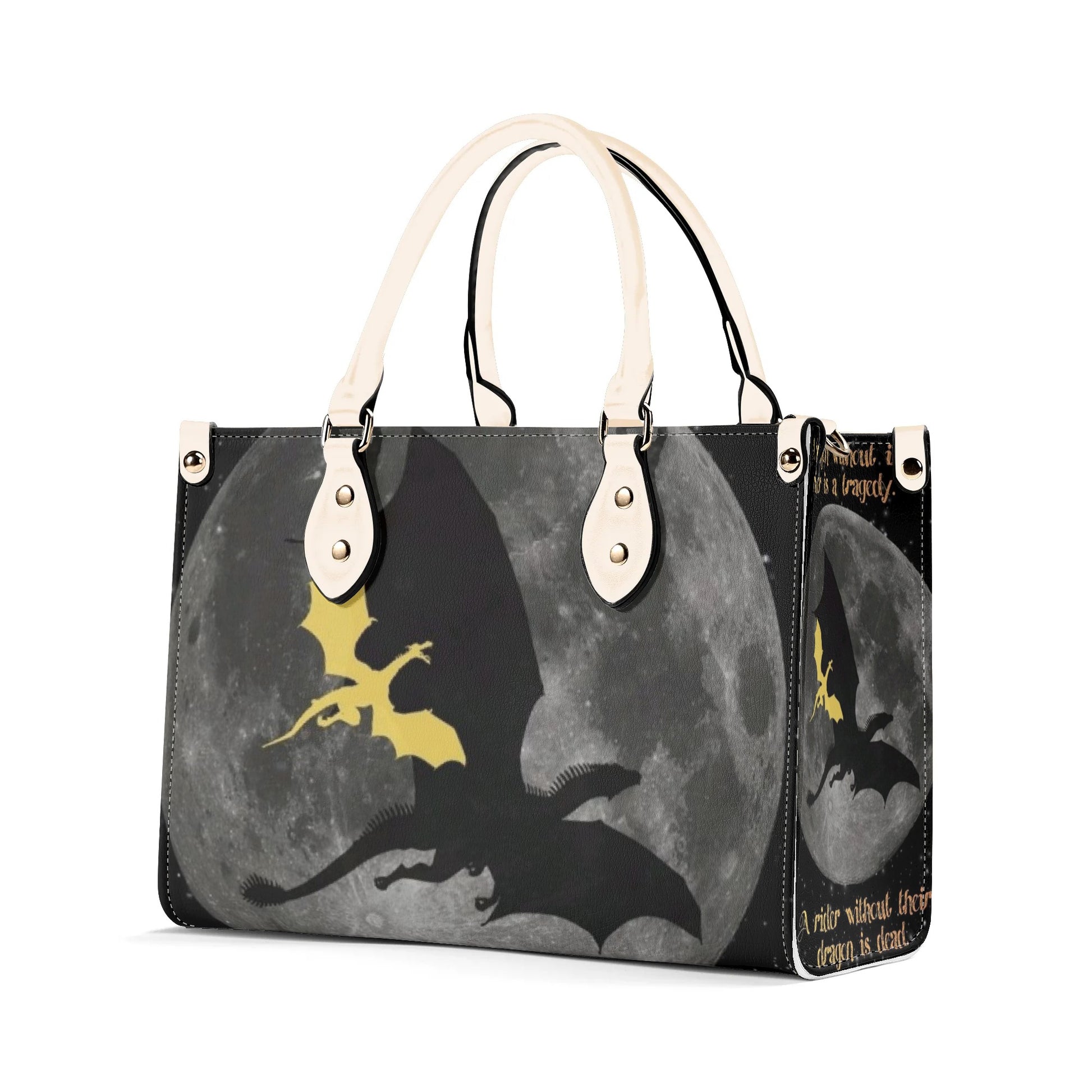 Fourth Wing Leather Bag, Moonlit Dragon Bag, Personalized Leather Bag, Fantasy Leather Handbag, Perfect Gift for Women. HBVLR03