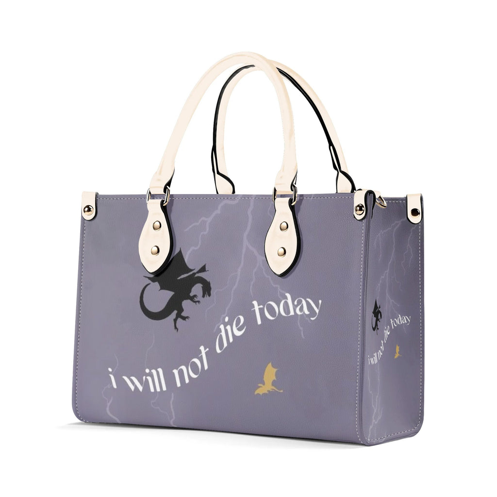 I Will Not Die Today Leather Bag,  Fourth Wing  inspired Bag, Personalized Leather Bag, Fantasy Leather Handbag, Perfect Gift for Women. HBVLR09