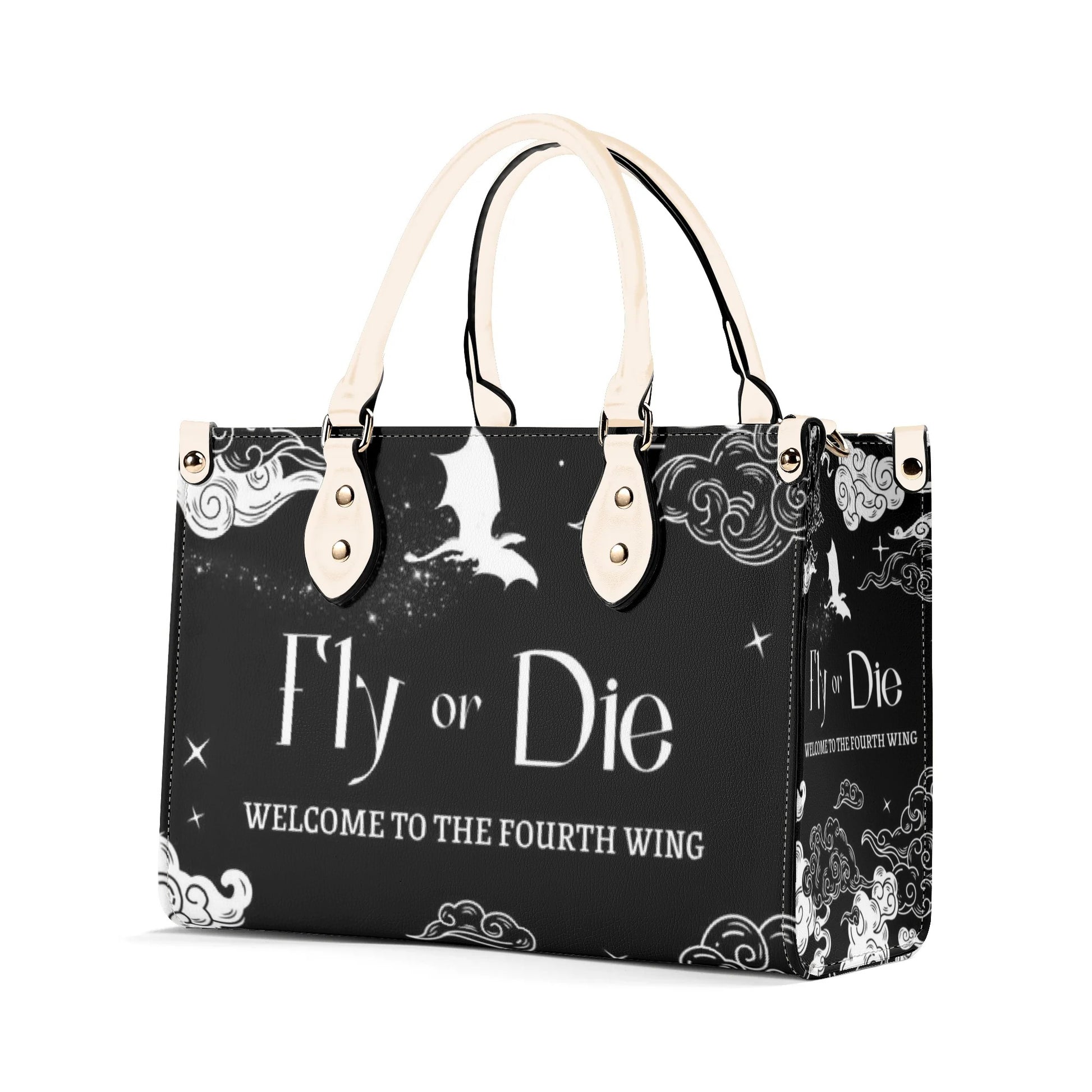 "Fly Or Die" Leather Bag, Fourth Wing Inspired Bag, Personalized Leather Bag, Fantasy Leather Handbag, Perfect Gift for Women. HBVLR29