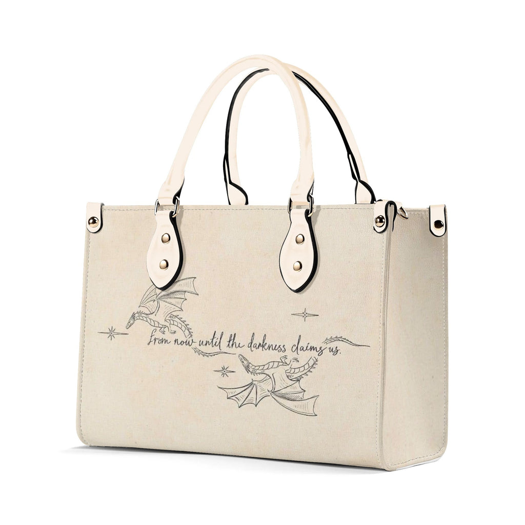 "from now until the darkness claim us" Quote Leather Bag, Throne Of Glass Inspired Bag, Personalized Leather Bag, Fantasy Leather Handbag, Perfect Gift for Women. HBVLR39