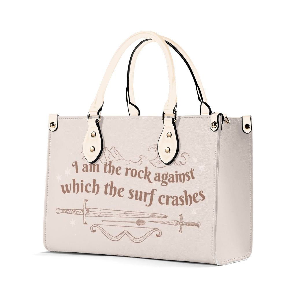 " I am the rock against which the surf crashes" Leather Bag, ACOSF Inspired Bag, Personalized Leather Bag, Fantasy Leather Handbag, Perfect Gift for Women. HBVLR36