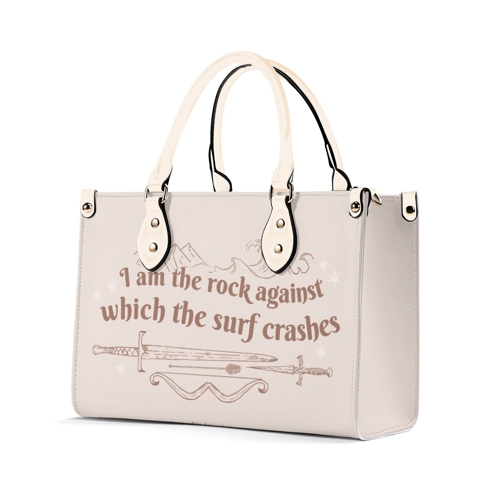" I am the rock against which the surf crashes" Leather Bag, ACOSF Inspired Bag, Personalized Leather Bag, Fantasy Leather Handbag, Perfect Gift for Women. HBVLR36