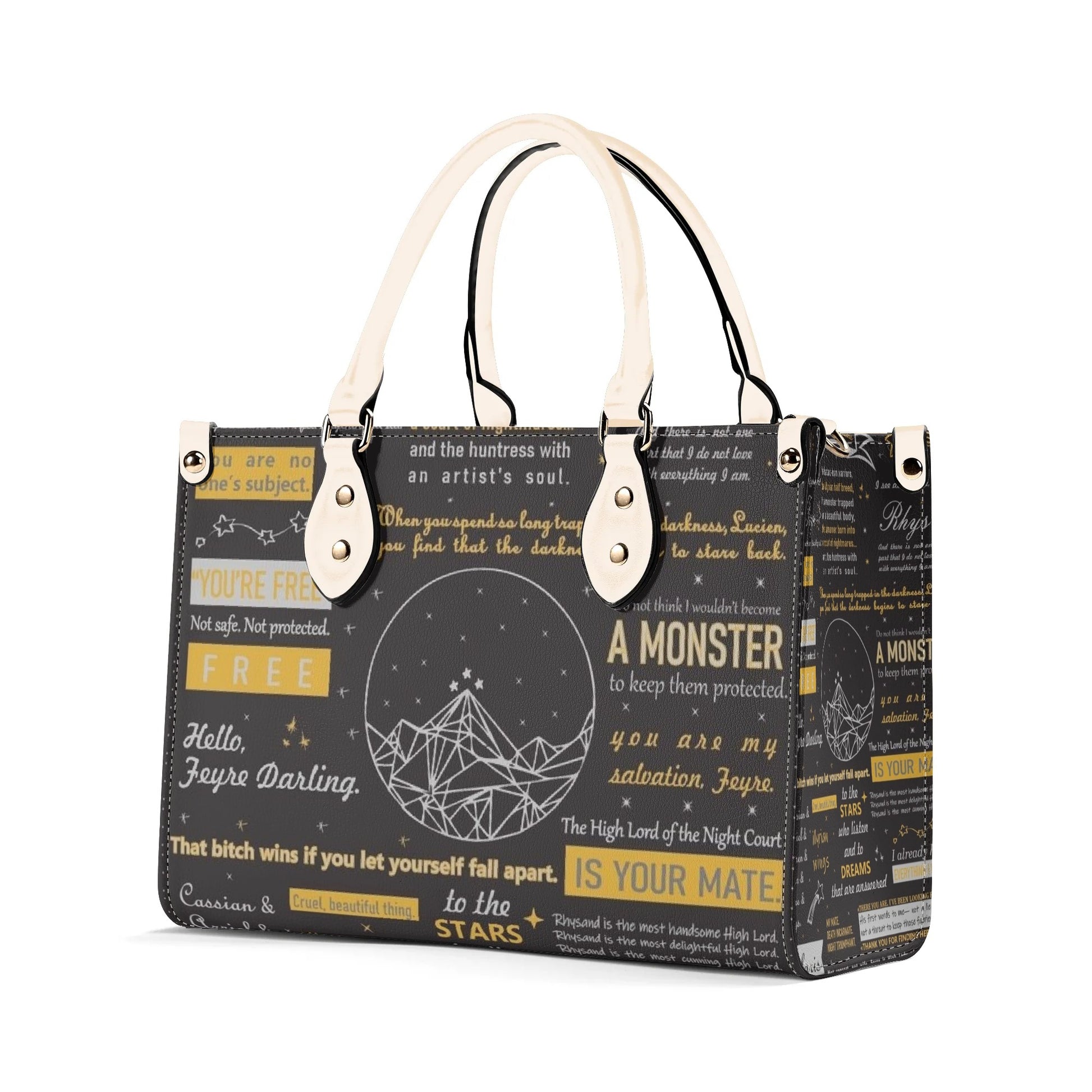 ACOTAR Night Court Quote Leather Bag, ACOTAR Inspired Bag, Personalized Leather Bag, Fantasy Leather Handbag, Perfect Gift for Women. HBVLR42