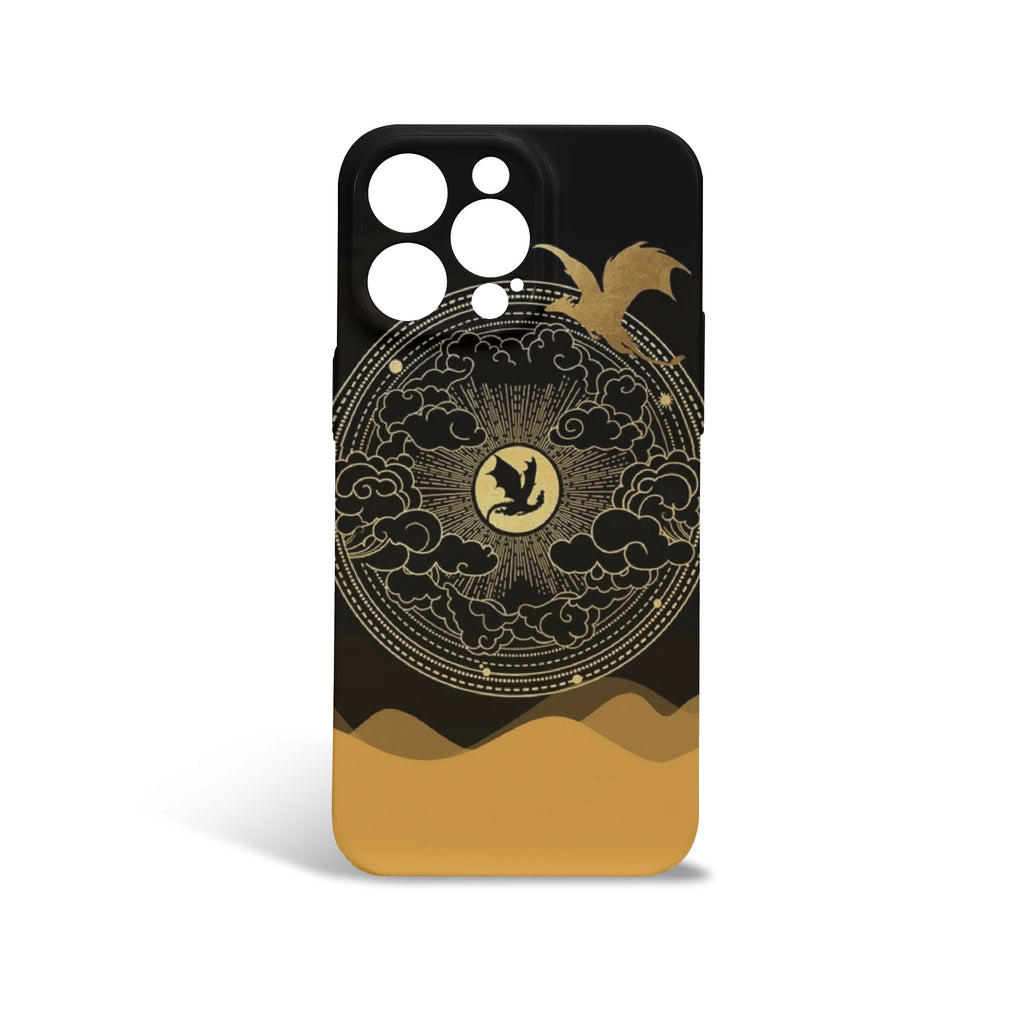 Golden Dragon Phone Case, Celestial Fantasy Design, Fourth Wing Inspired iPhone Cover, Magical Bookish Gift for Fantasy Lovers PCVLR73