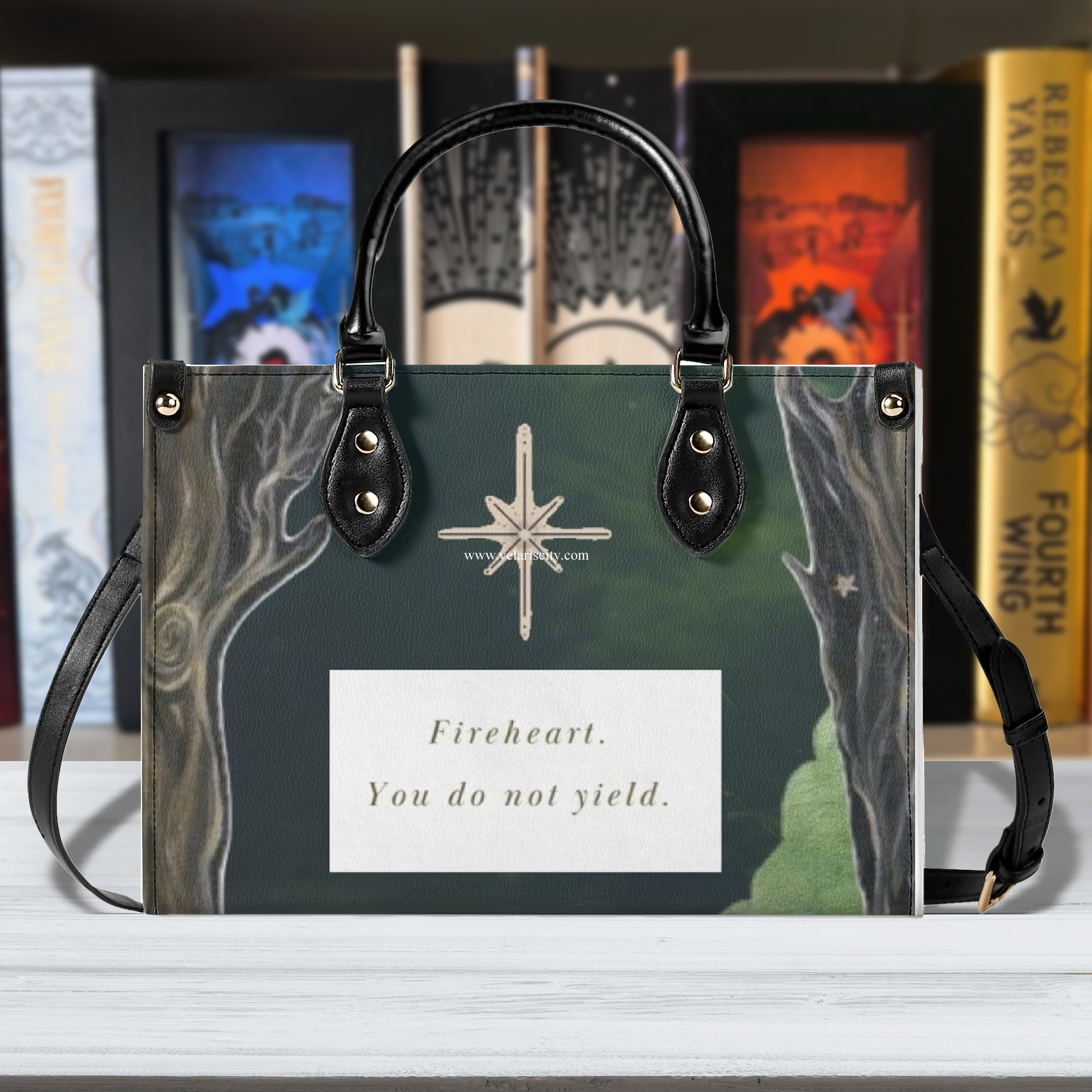 Fire Heart, You do not yield Inspired Leather Bag, Fourth Wing Inspired Bag, Personalized Leather Bag, Fantasy Leather Handbag, Perfect Gift for Women. HBVLR46