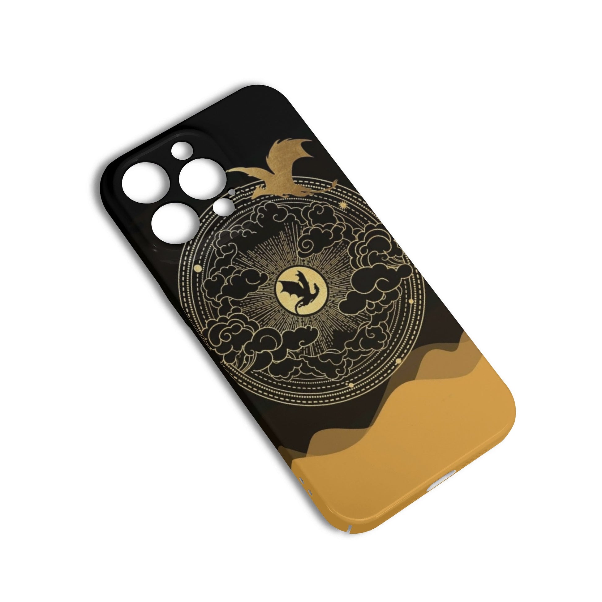 Golden Dragon Phone Case, Celestial Fantasy Design, Fourth Wing Inspired iPhone Cover, Magical Bookish Gift for Fantasy Lovers PCVLR73