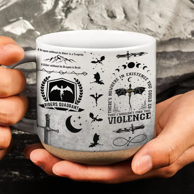 Riders Quadrant Mug, Fourth Wing Pottery Mug, Dragon Wings Pottery Mug, Fantasy Lover Mug, Basgiath War College Mug, Book Lover Gift