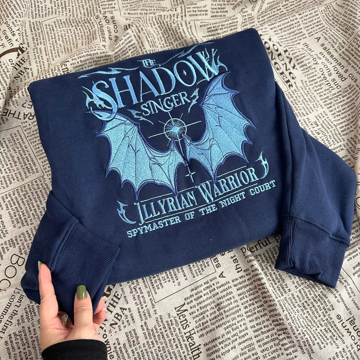 Azriel Shadow Singer Sweatshirt, Illyrian Warrior Embroidered Crewneck, ACOTAR Night Court Spymaster Gift, Bookish Fantasy Shirt VEMB49