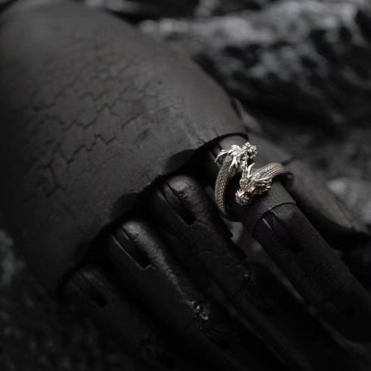 Mystic Dragon Ring, Intricate Silver Dual Dragon Heads, Fantasy-Inspired Jewelry for Legends