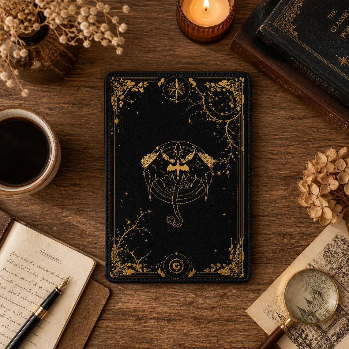 Fourth Wing Kindle Case, Gold Celestial Design, Kindle 11th Gen 2024 Case, Kindle Case Cover Paperwhite 2024 Cover Fire 7 Kobo Clara Case 	KCVLR13