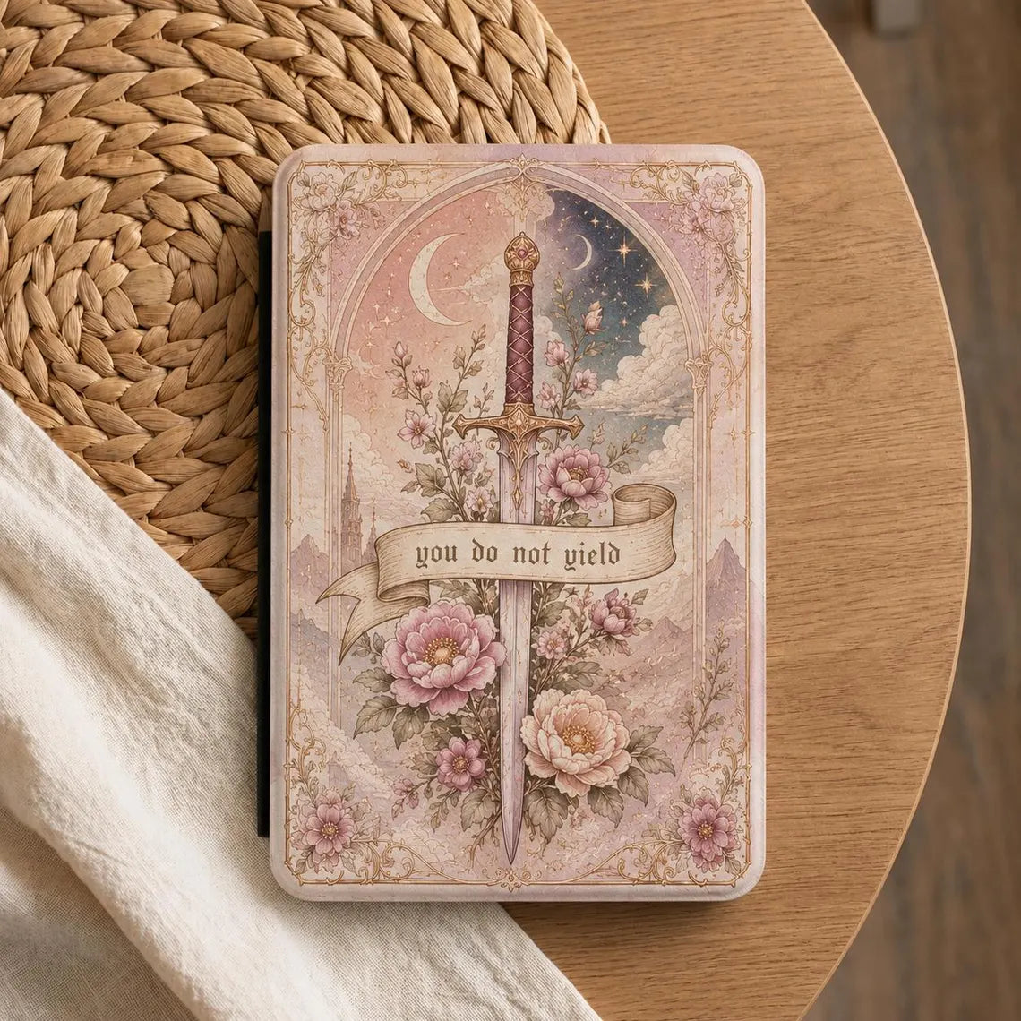 Throne of Glass Inspired Kindle Case, You Do Not Yield Kindle Cover, Paperwhite 11th/12th Gen, Kobo Clara, Floral Sword Romantasy	KCVLR23