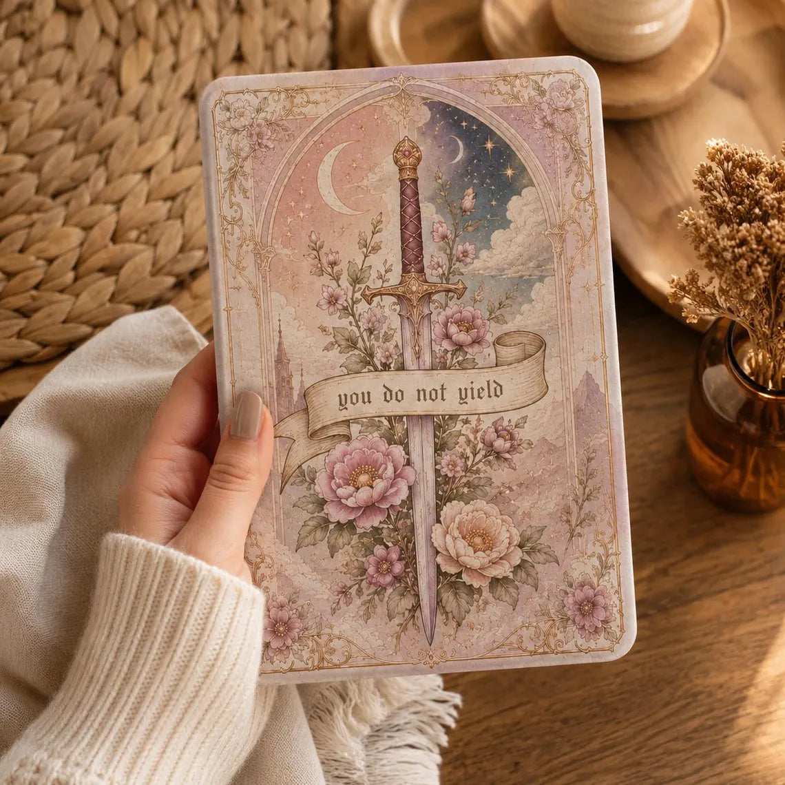 Throne of Glass Inspired Kindle Case, You Do Not Yield Kindle Cover, Paperwhite 11th/12th Gen, Kobo Clara, Floral Sword Romantasy	KCVLR23