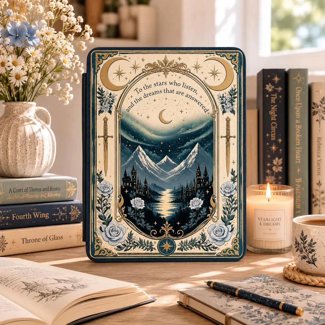 Night Court Kindle Cover, ACOTAR Inspired Kindle Case, Celestial Fantasy Bookish Cover, Paperwhite Colorsoft Reader Gift	KCVLR28