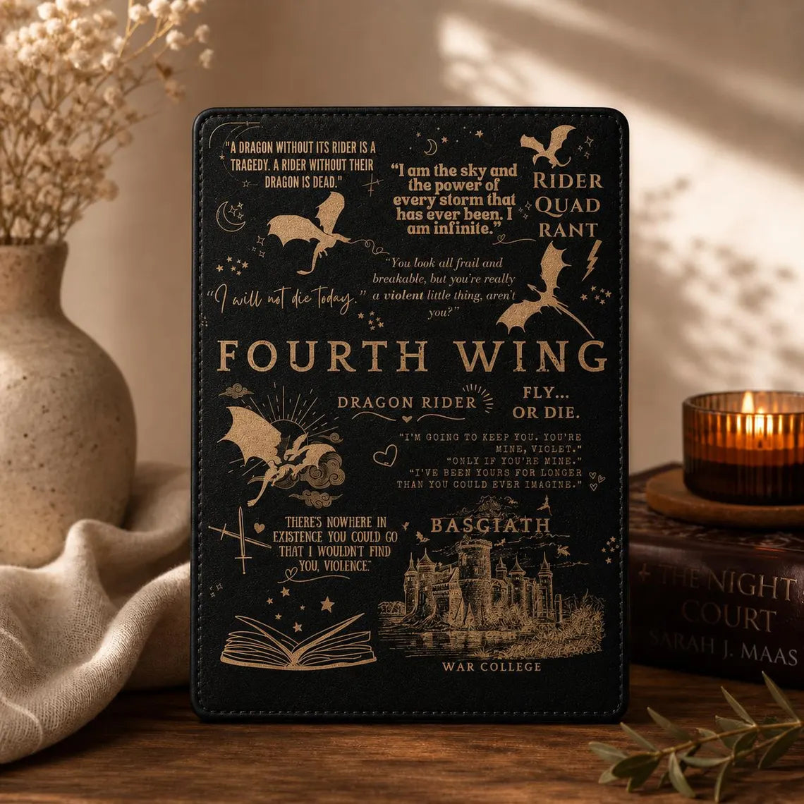 Fourth Wing Dragon Kindle Case, Paperwhite 6'' 6.8'' 7'' Cover, Kindle 10th 11th 12th Gen & Colorsoft, Book Lover Gift 	KCVLR14