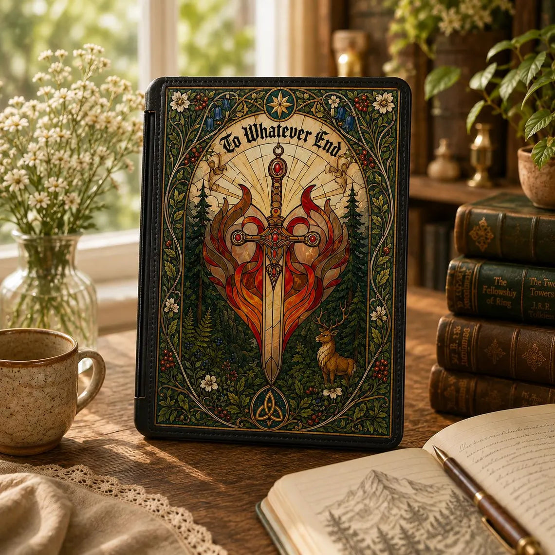 Throne of Glass Fireheart Kindle Case, Flame Sword E-reader Cover, Aelin Inspired Kindle Sleeve, Fantasy Reader Gift, Bookish Accessory	KCVLR20