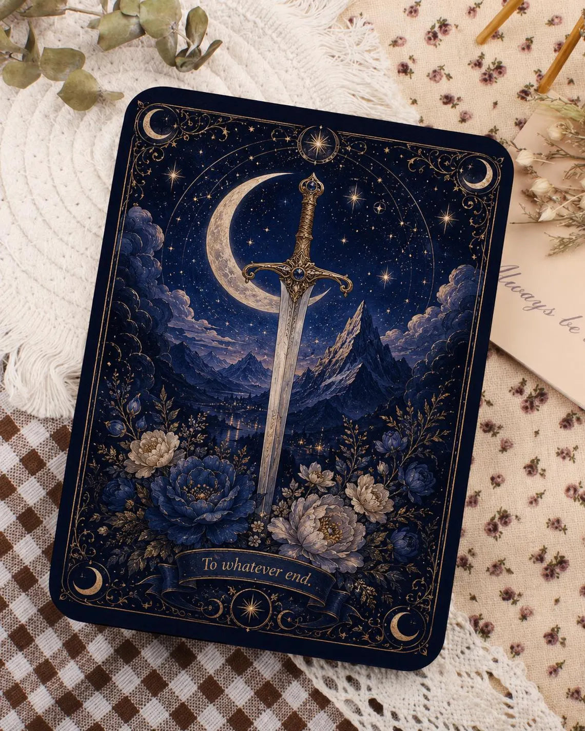 ACOTAR Fantasy Kindle Case, Moon and Sword Kindle Cover, Gothic Floral E-Reader Case, Gift for Book Lovers 	KCVLR21