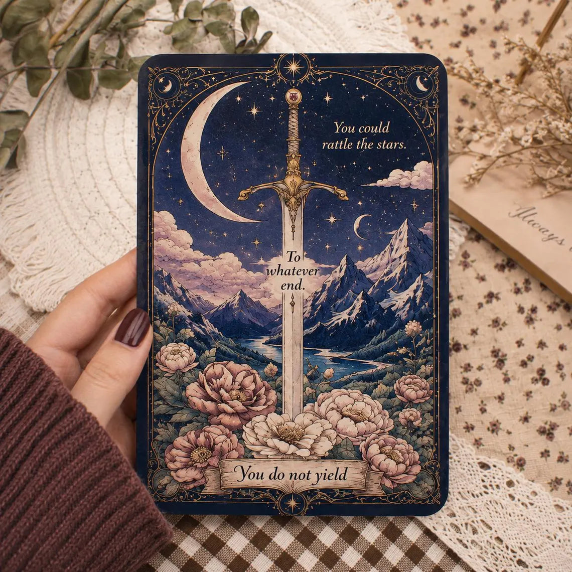 ACOTAR Dark Fantasy Kindle Case, Moon and Sword Kindle Cover, Gothic Floral Kindle Sleeve, Book Lover Gift, Celestial E-Reader Case 	KCVLR22