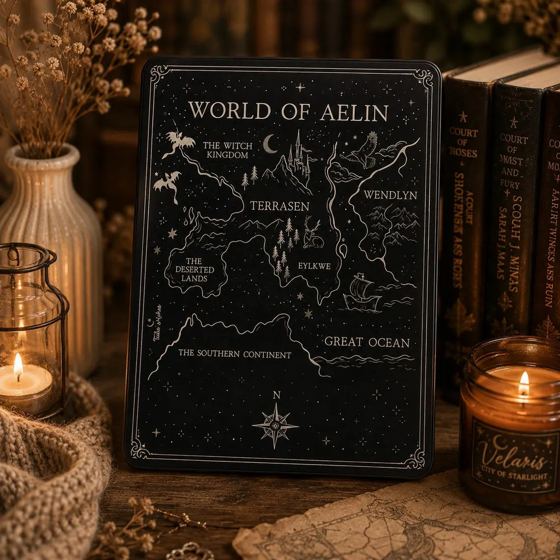 World of Aelin Kindle Paperwhite Case, Throne of Glass Fantasy Map Cover, ToG Bookish Gift, Terrasen Inspired Reader Case, Book Lover Gift 	KCVLR12