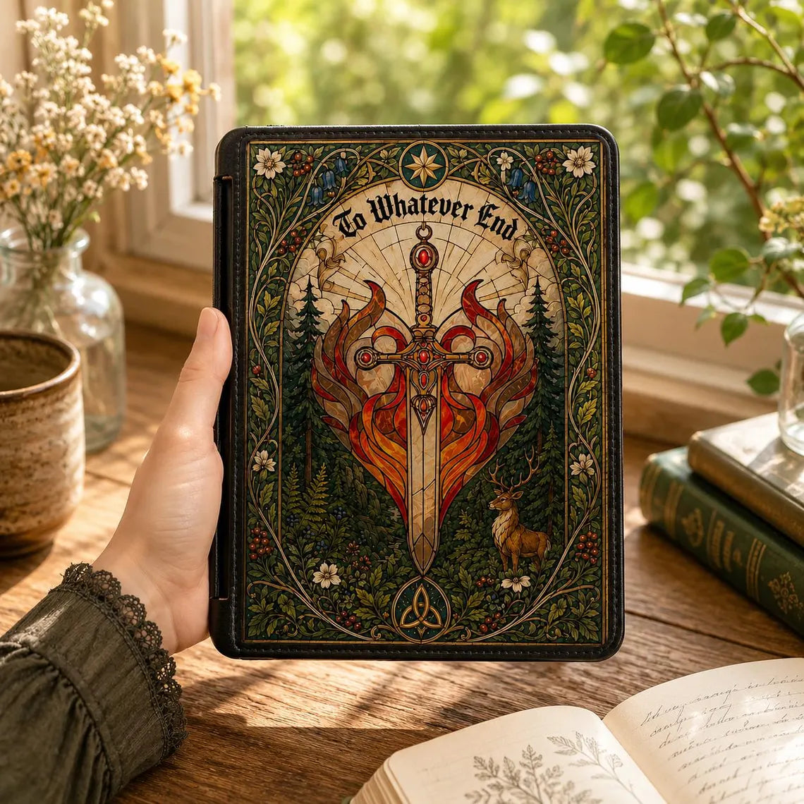 Throne of Glass Fireheart Kindle Case, Flame Sword E-reader Cover, Aelin Inspired Kindle Sleeve, Fantasy Reader Gift, Bookish Accessory	KCVLR20