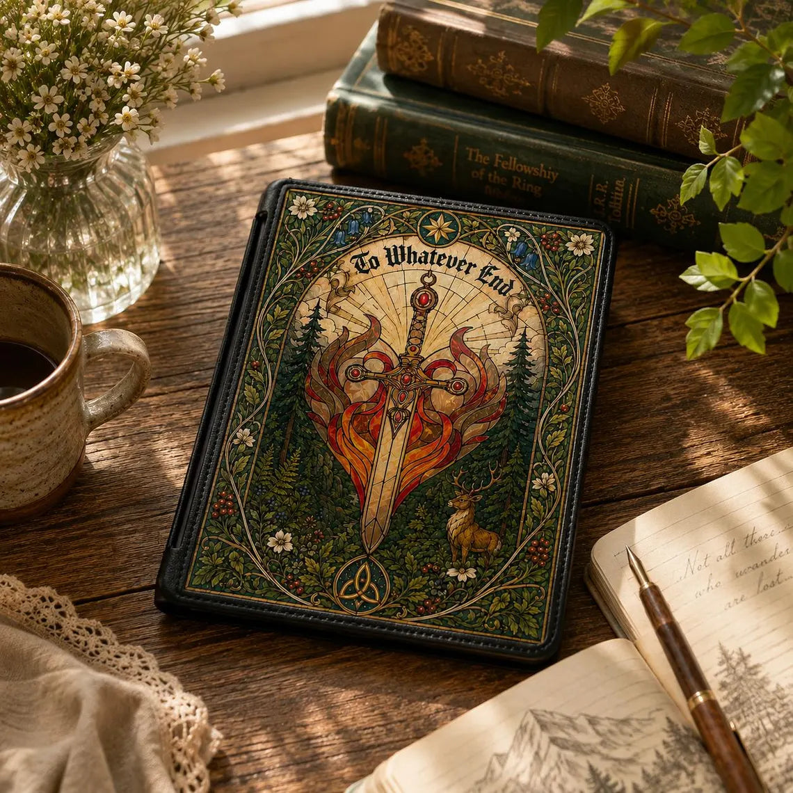 Throne of Glass Fireheart Kindle Case, Flame Sword E-reader Cover, Aelin Inspired Kindle Sleeve, Fantasy Reader Gift, Bookish Accessory	KCVLR20