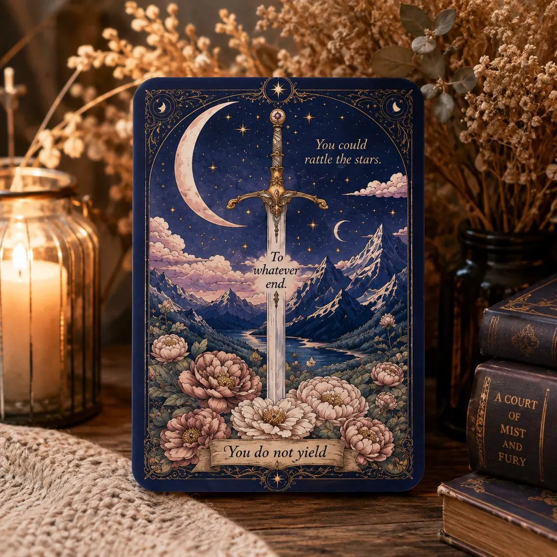 ACOTAR Dark Fantasy Kindle Case, Moon and Sword Kindle Cover, Gothic Floral Kindle Sleeve, Book Lover Gift, Celestial E-Reader Case 	KCVLR22
