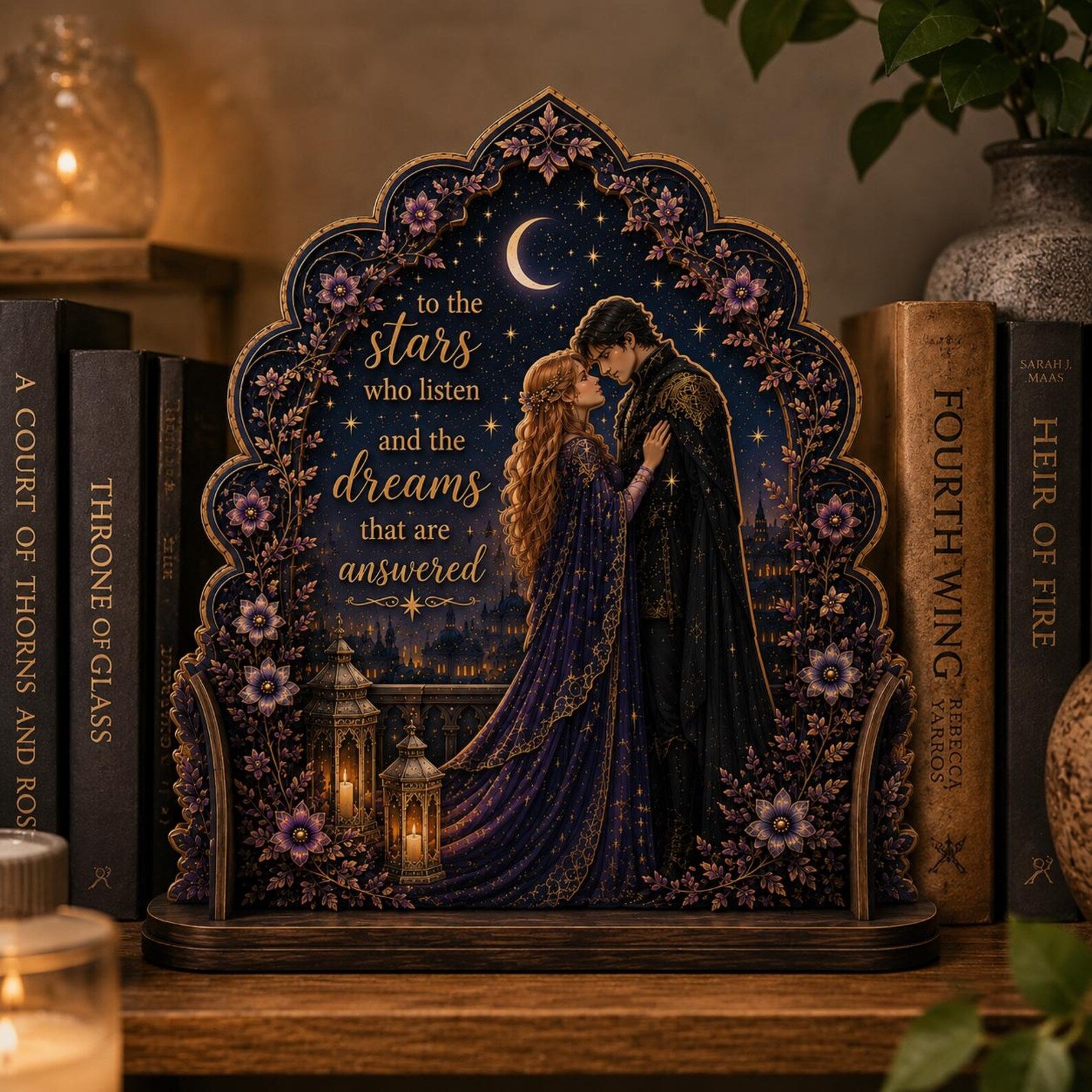 ACOTAR Inspired Wooden Block, To The Stars Who Listen Shelf Decor, Fantasy Couple Wooden Plaque, Bookish Gift, Romantasy Decor – WBVLR20