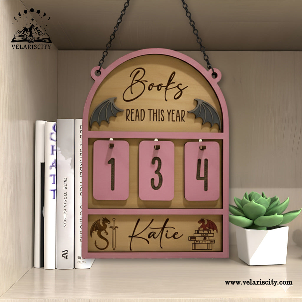 Fourth Wing Book Tracker Sign, Basgiath Dragon Rider Decor, Personalized Reading Tracker, Fantasy Bookish Gift for Readers BTVLR20