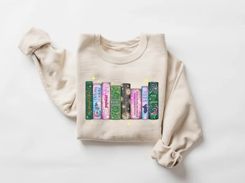 Wicked Book Lover Sweatshirt, Changed For Good Broadway Books Crewneck, Defy Gravity Literary Sweater, Cute Musical Theatre Gift, Cozy Bookish Pullover