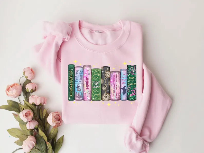 Wicked Book Lover Sweatshirt, Changed For Good Broadway Books Crewneck, Defy Gravity Literary Sweater, Cute Musical Theatre Gift, Cozy Bookish Pullover