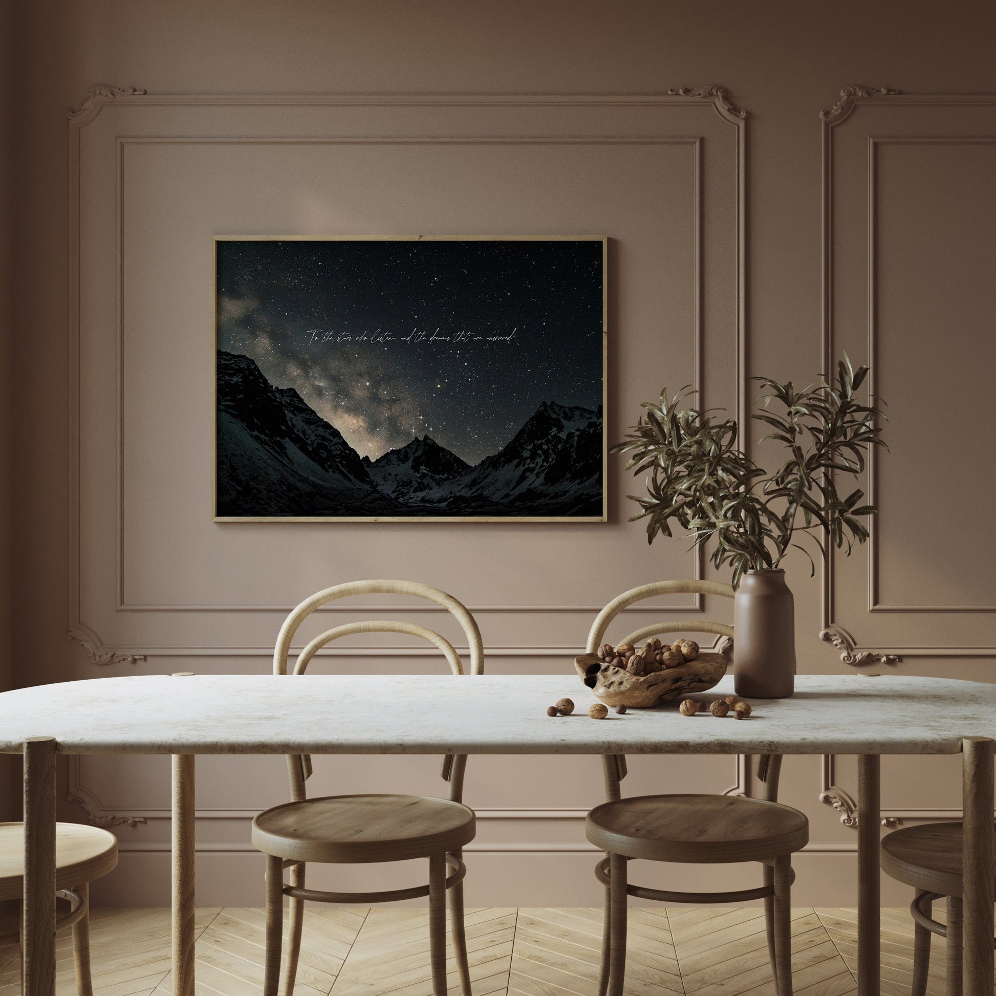 ACOTAR Quote Wall Art, To the Stars Who Listen Poster, Night Sky Mountain Poster, Bookish Home Decor, A Court of Mist and Fury Gift VLRP45