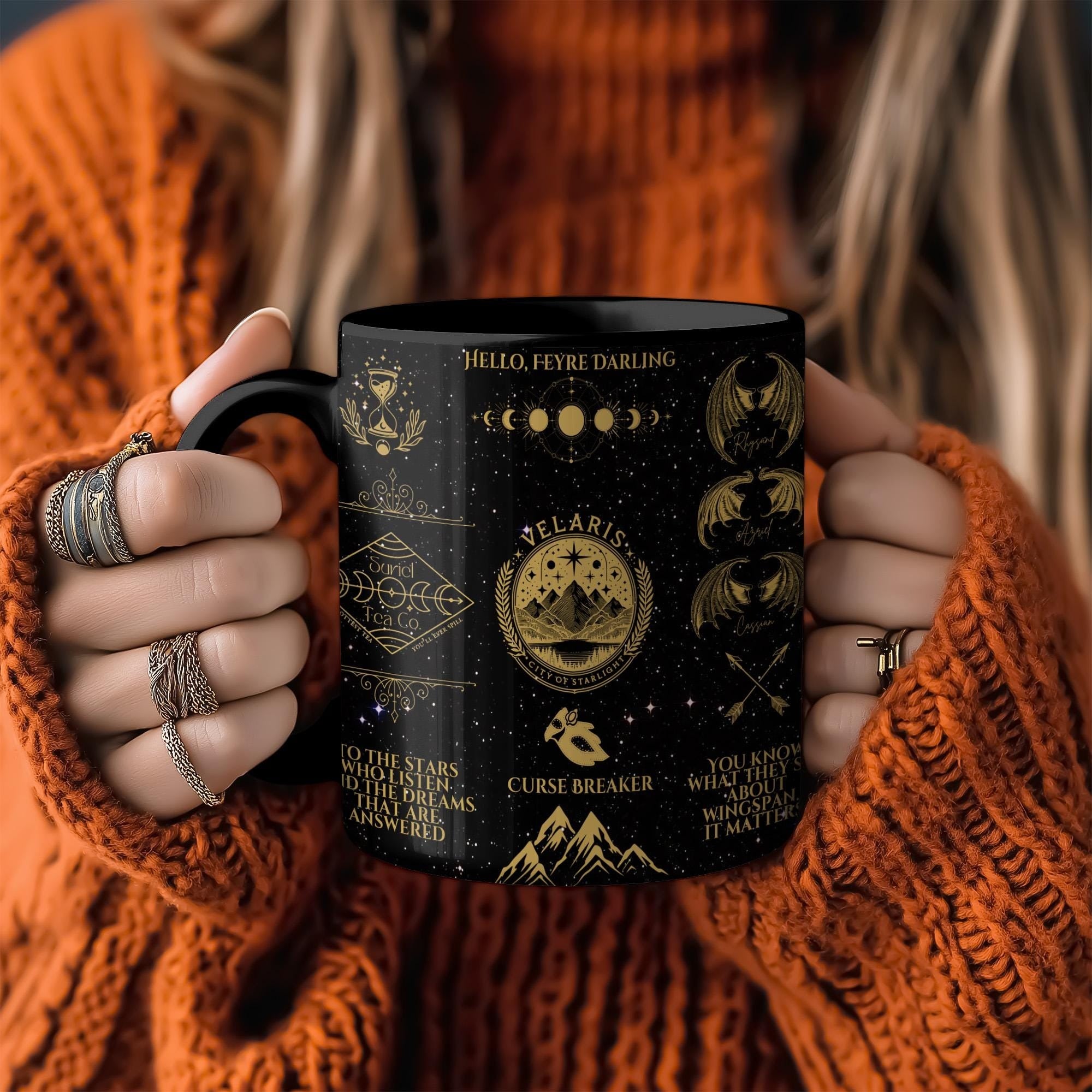 Velaris ACOTAR Mug Fantasy Bookish Gift, Night Court Coffee Cup, Sarah J. Maas Fan Art, Feyre and Rhysand Quote Mug for Book Lovers MGVLR51