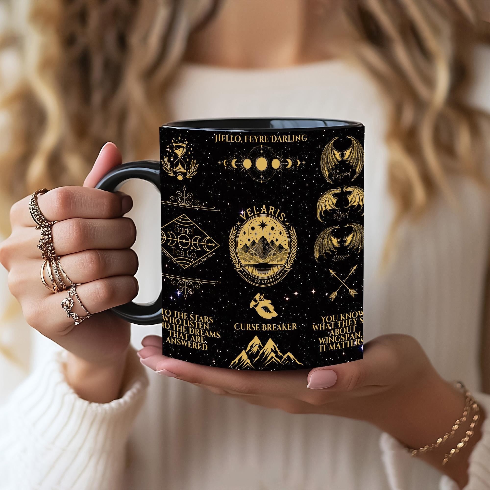 Velaris ACOTAR Mug Fantasy Bookish Gift, Night Court Coffee Cup, Sarah J. Maas Fan Art, Feyre and Rhysand Quote Mug for Book Lovers MGVLR51