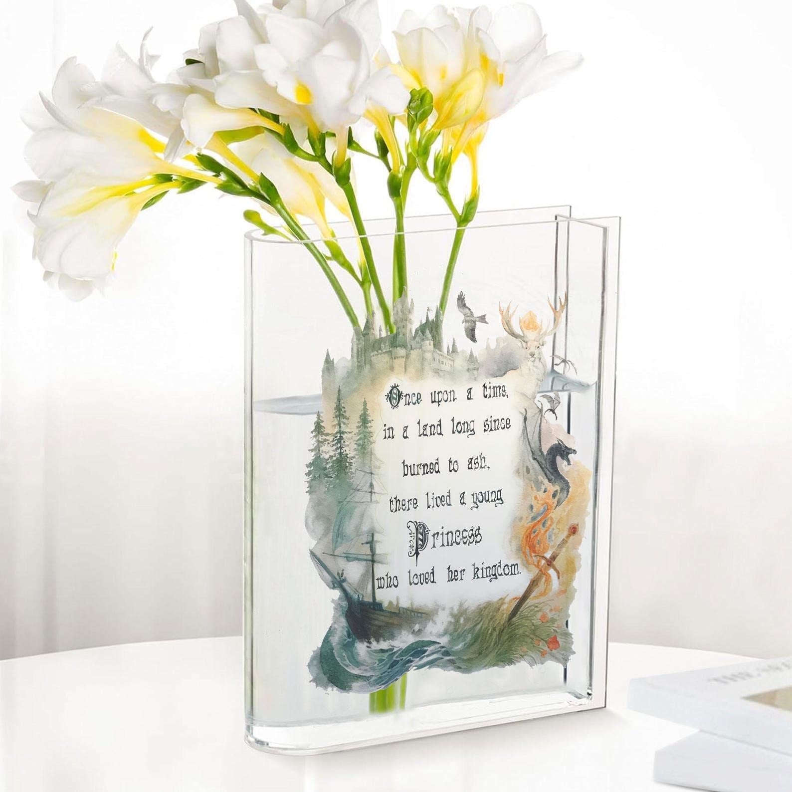 Once Upon A Time Acrylic Book Vase, Officially Licensed Throne of Glass Gift, Sarah J. Maas BVVLR30 Quote, Aelin Celaena Sardothien Book Vase VLRBV30