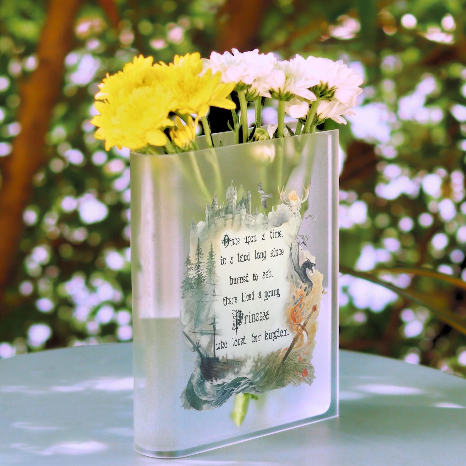 Once Upon A Time Acrylic Book Vase, Officially Licensed Throne of Glass Gift, Sarah J. Maas BVVLR30 Quote, Aelin Celaena Sardothien Book Vase VLRBV30