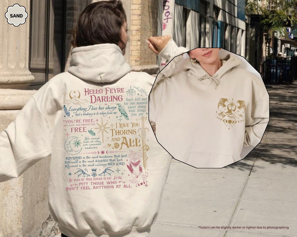 Hello Feyre Darling Sweatshirt, Acotar Fan Sweatshirt, Fantasy Reader Hoodie, Velaris City Of Starlight Sweatshirt, Bookish Hoodie, Book Gift