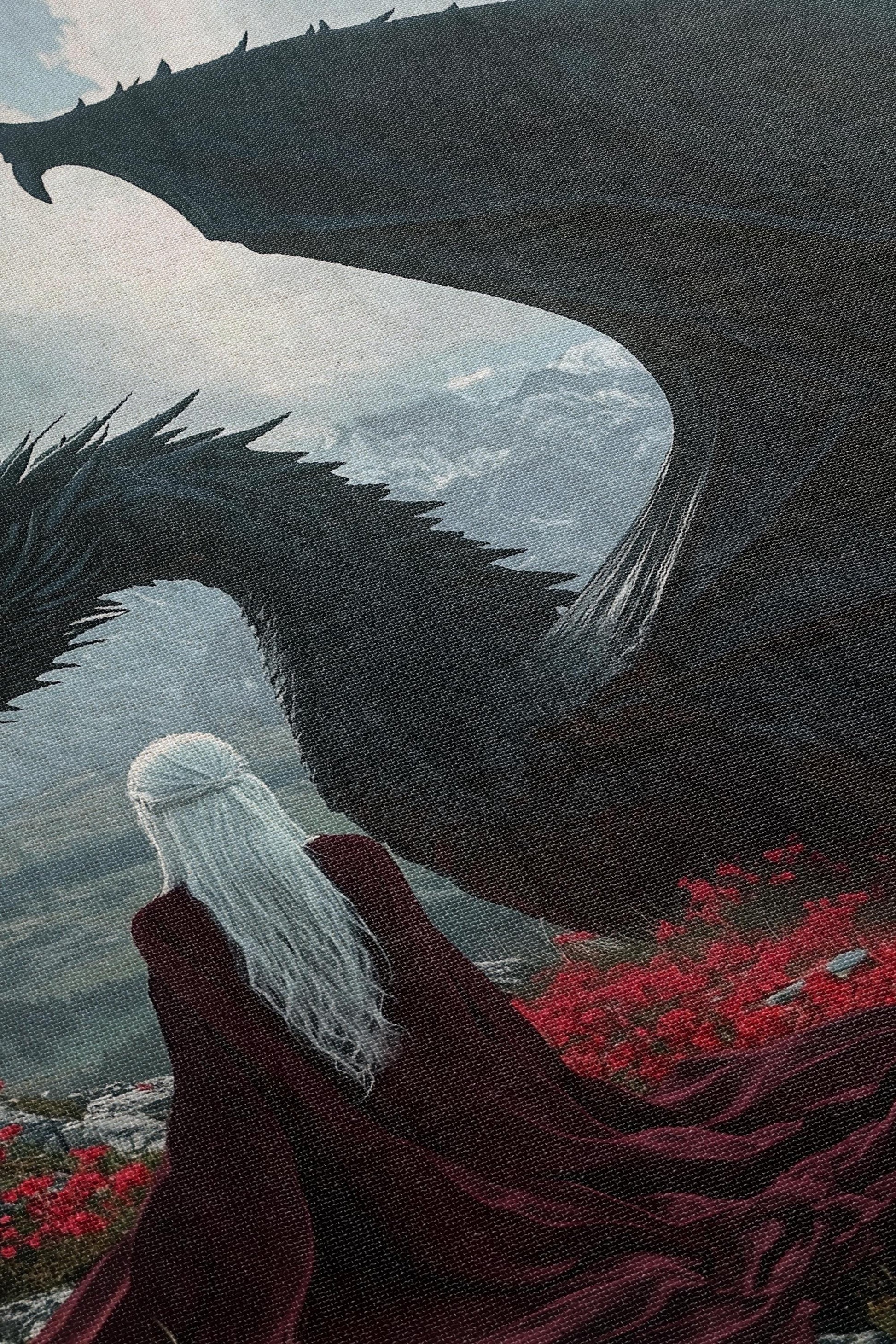 Throne of Glass Woven Blanket, Aelin Rowan Dorian Manon & Abraxos Fantasy Book Decor, Gift for TOG Fans and Cozy Bookish Reading Vibes BKVLR05