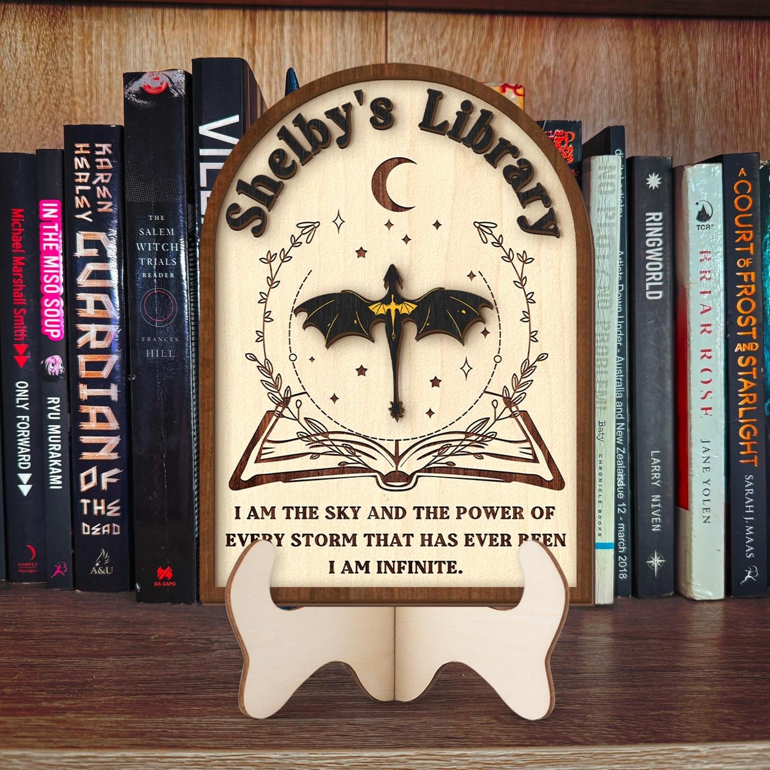 Custom Fourth Wing Inspired Library Sign, Library Wooden Sign, Book Club Gift, Fantasy Book, Tairn Andarna Dragon, Fourth Wing Decor
