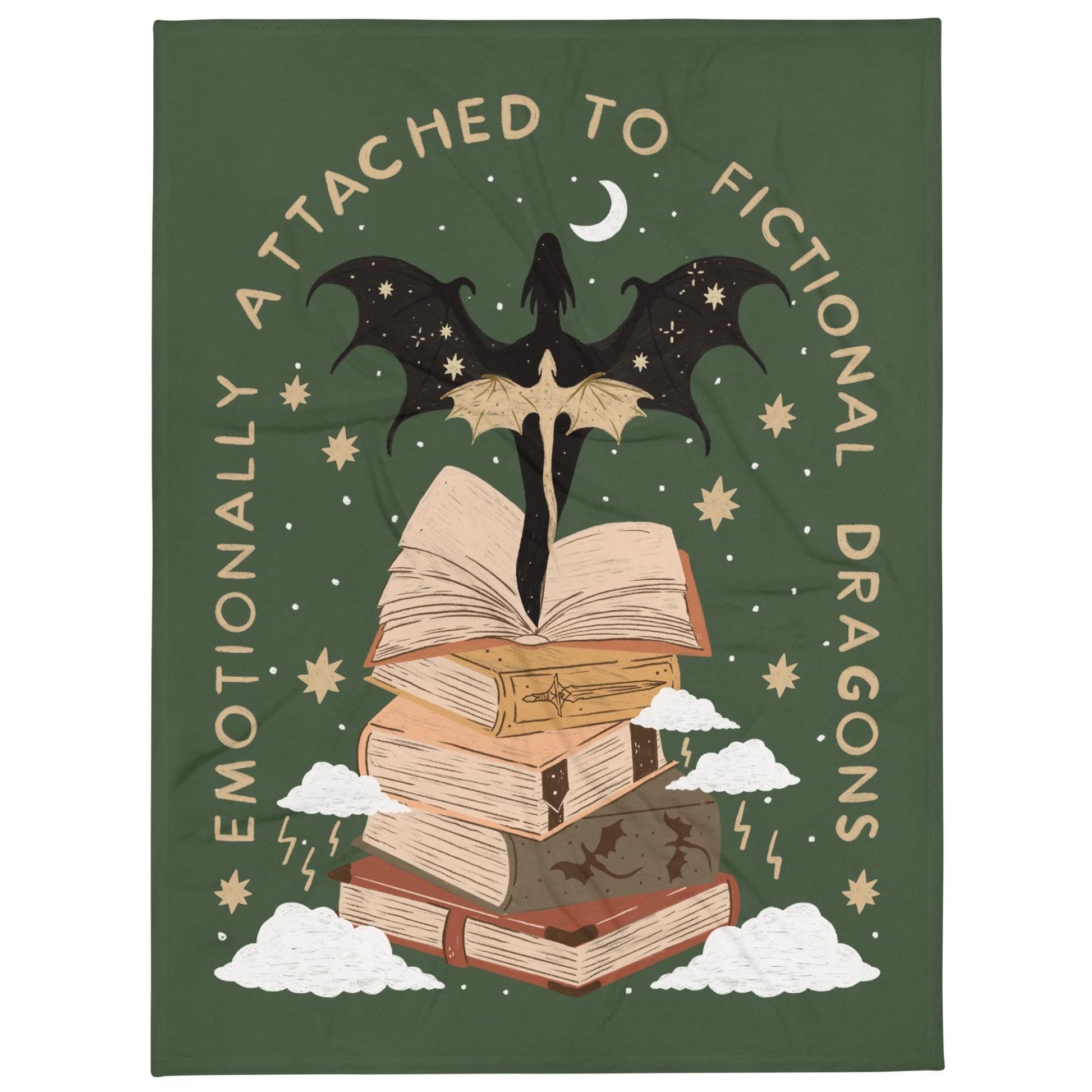 Fourth Wing Blanket, Emotionally Attached to Fictional Dragons Throw, Fantasy Book Lover Gift, Cozy Reading Blanket for Readers and Dragon Fans BKVLR33