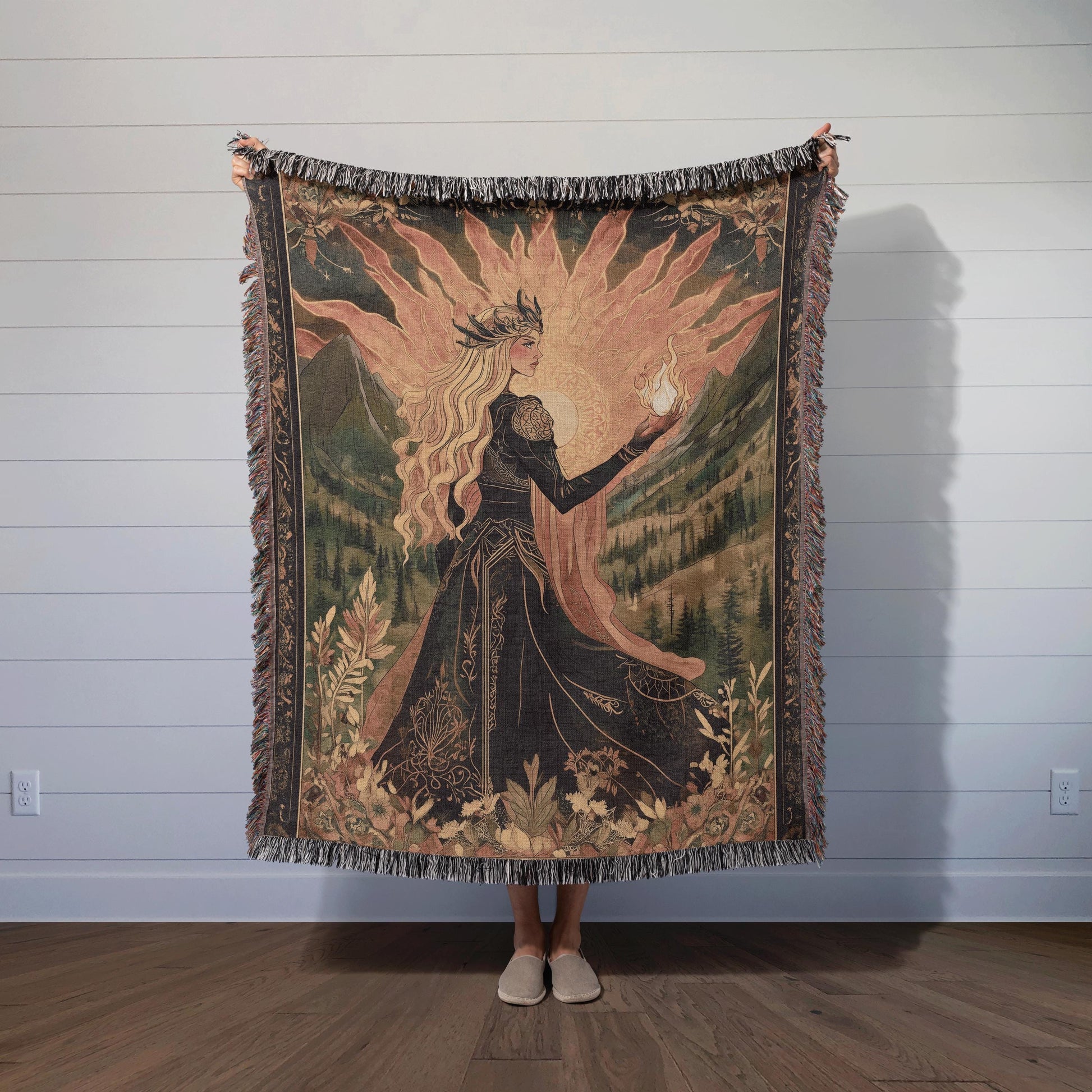 Aelin of the Wildfire Woven Blanket, Throne Of Glass Blanket, Magical Creature Home Decor BKVLR09